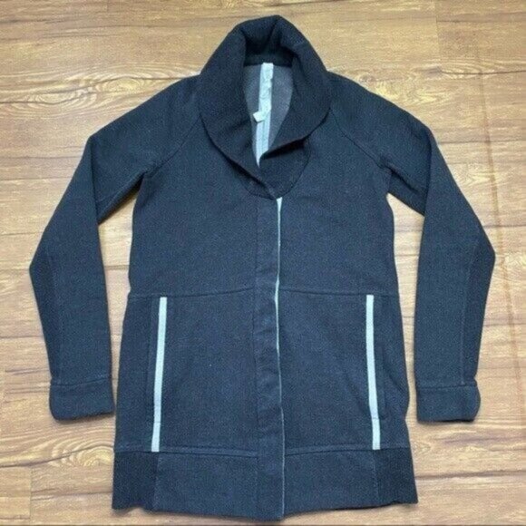 Lululemon Yin To My Yang Cardi Heathered Black Women Size 2 - Picture 4 of 11